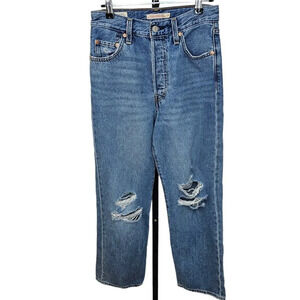 Levi's Womens Ribcage Straight  Ankle Jeans Button Fly Size 26 Cotton Lyocell